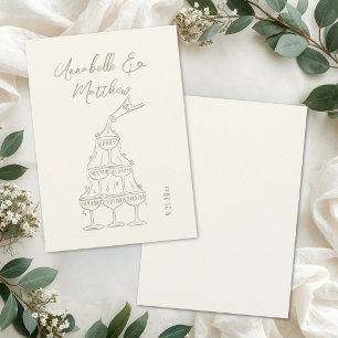 Vintage Champagne Tower Sketch Elegant Wedding Invitation