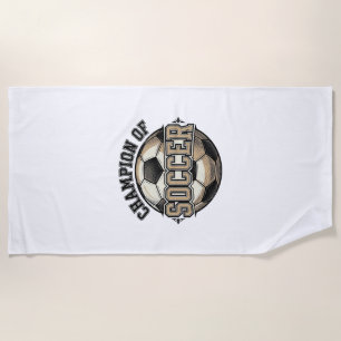 Vintage Champion of Soccer Ball Shirt Design_1 Beach Towel