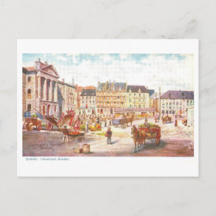 Vintage Champlain Market in Quebec, Canada, Postcard
