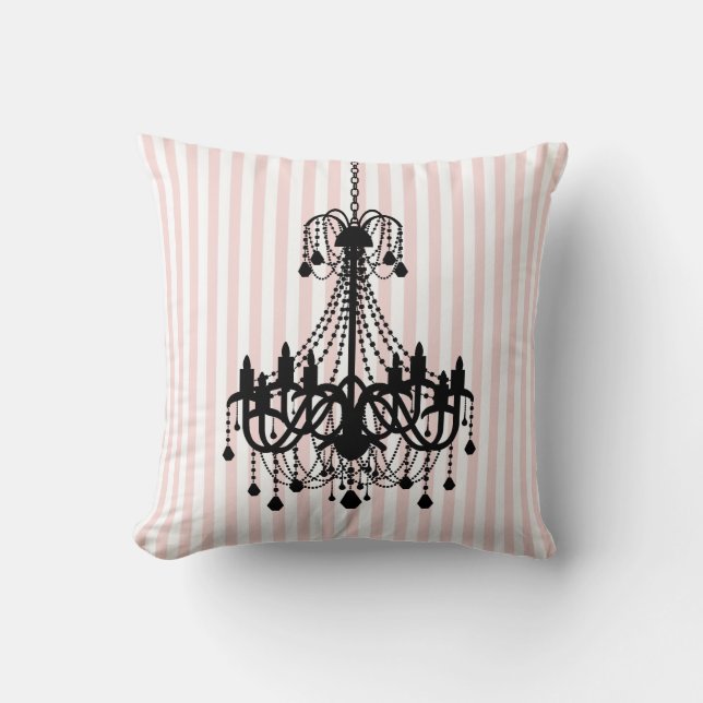 Vintage Chandelier and Pink Stripes Pattern Cushion (Front)