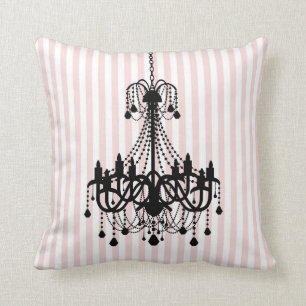Vintage Chandelier and Pink Stripes Pattern Cushion