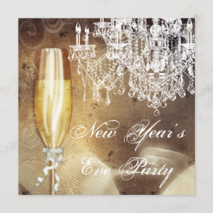 Vintage Chandelier Champagne New Years Eve Party Invitation