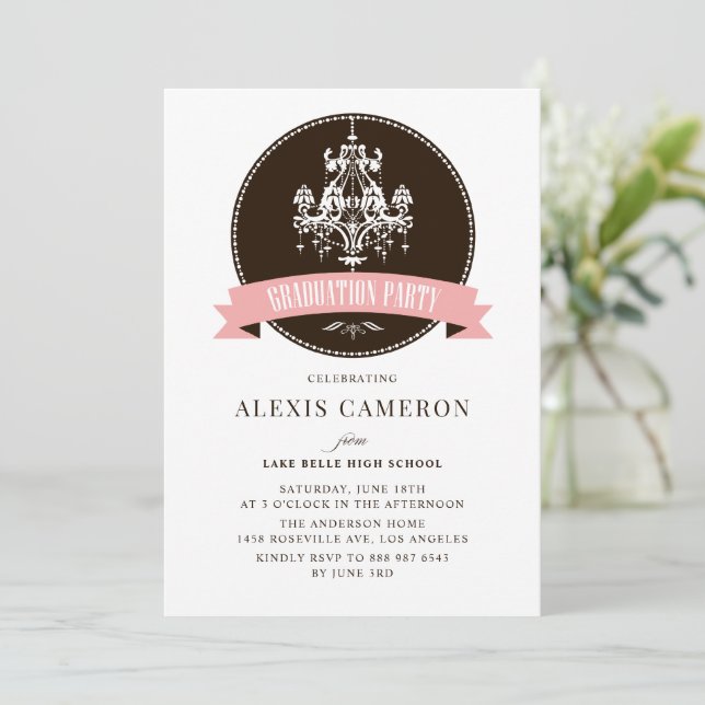 Vintage Chandelier Classic Graduation Invitation (Standing Front)