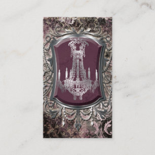 Vintage Chandelier Elegant Damask Realtor Business Card