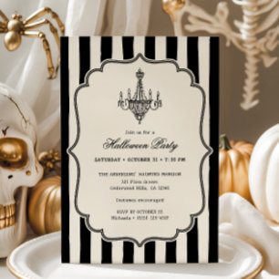 Vintage Chandelier Stripes Gothic Halloween Party Invitation