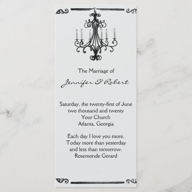 Vintage Chandelier Wedding Program Programme (Front)