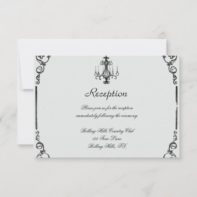 Vintage Chandelier Wedding Reception Invitation (Front)