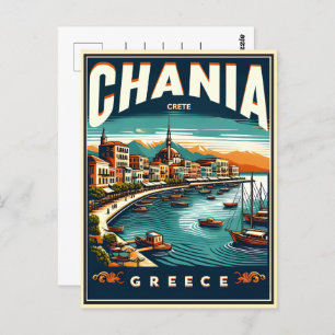 Vintage Chania City crete greece holiday Postcard