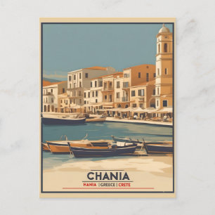 Vintage Chania City Souvenirs crete greece trip Postcard