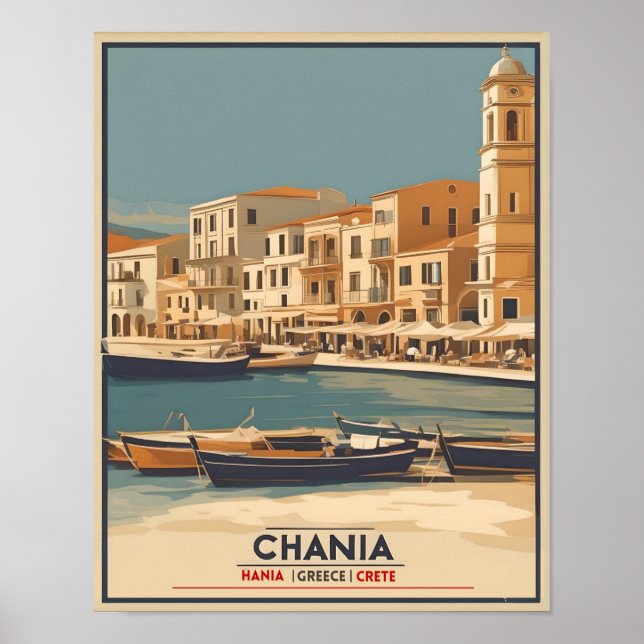 Vintage Chania City Souvenirs crete greece trip Poster (Front)