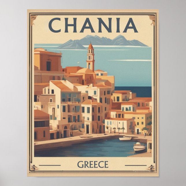Vintage Chania City Souvenirs crete greece trip Poster (Front)
