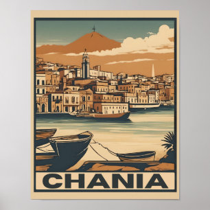Vintage Chania City Souvenirs crete greece trip Poster