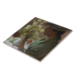Vintage Charles Courtney Curran Lady with a Bouqu Tile