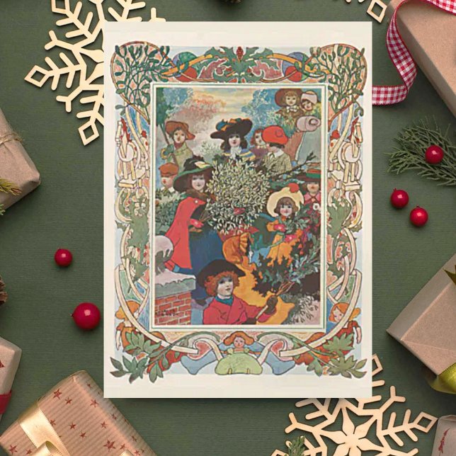 Vintage Charles Robinson Christmas Greetings Holiday Card (Creator Uploaded)