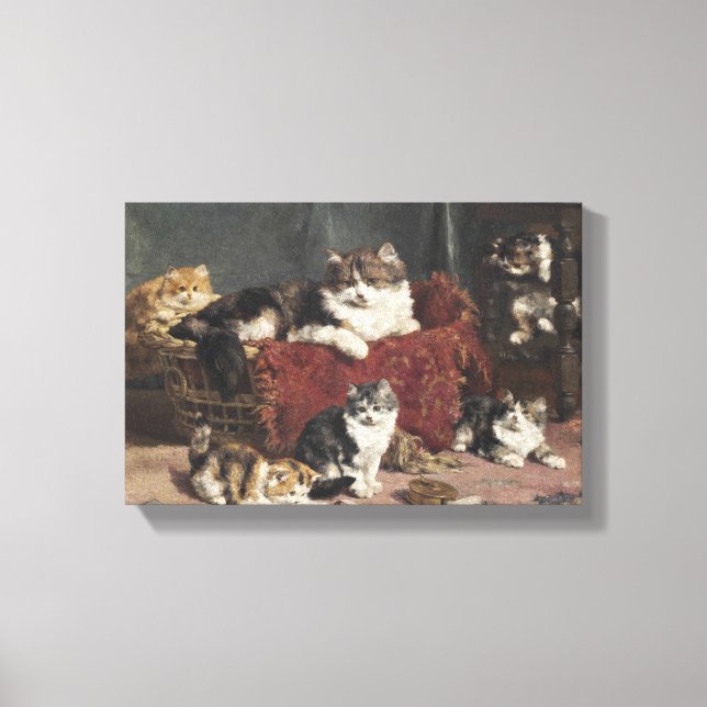 Vintage Charles Van den Eycken Playtime Canvas Print (Front)