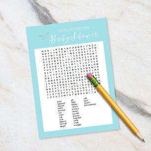 Vintage Charm Blue Baby Shower Word Search Game