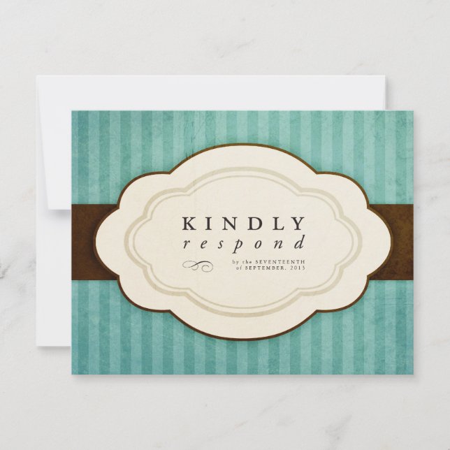 Vintage Charm Blue & Chocolate Response Cards (Front)