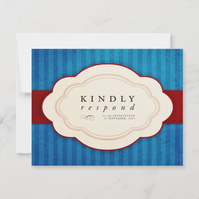 Vintage Charm Blue & Red Response Cards (Front)