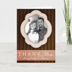 Vintage Charm Chocolate & Pink Photo Thank You Card