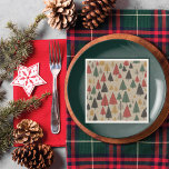 Vintage Charm: Christmas Tree Pattern Napkin<br><div class="desc">Wrap your holiday gifts in timeless elegance with our 'Vintage Charm' paper napkins, featuring a nostalgic pattern inspired by classic Christmas motifs. Against a rustic paper background, enchanting line drawings of Christmas trees in yellow, green, red, and black gracefully adorn the surface. Each tree exudes simplicity and charm, evoking memories...</div>