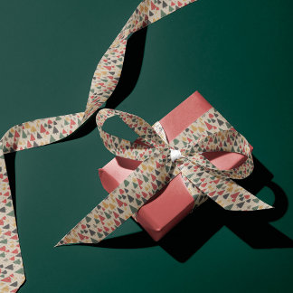 Vintage Charm: Christmas Tree Pattern Satin Ribbon