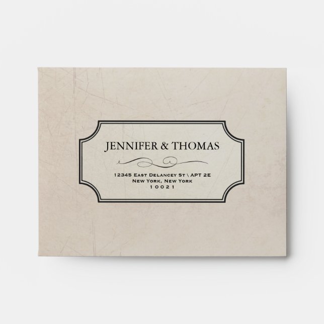 Vintage Charm Cream Custom RSVP A2 Envelope (Front)