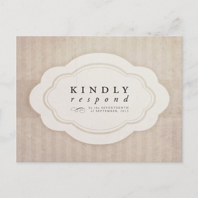 Vintage Charm Cream Wedding RSVP Invitation Postcard (Front)