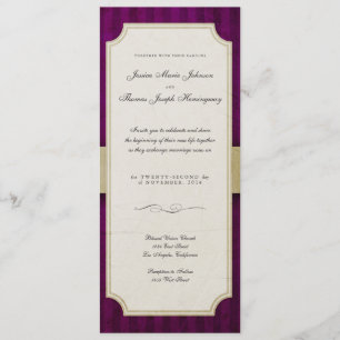 Vintage Charm Ivory & Aubergine Monogram Wedding Invitation