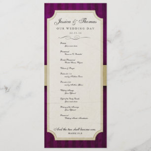 Vintage Charm Ivory & Aubergine Wedding Program Programme