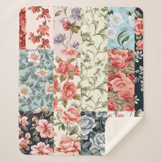 Vintage Charm  Sherpa Blanket (Front)