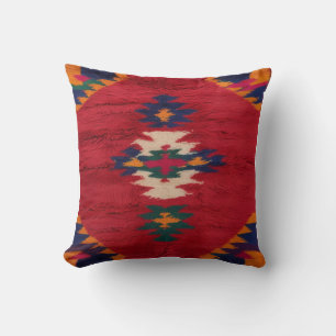 Vintage Charm with Red Kilim Turkish Rug Pillows
