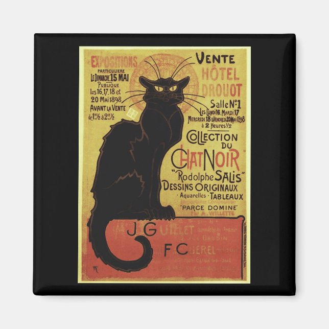 Vintage Chat Noir, Vente Hôtel Drouot Steinlen Magnet (Front)