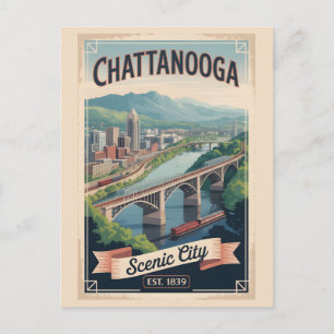 Vintage Chattanooga Tennessee Retro Travel Poster Holiday Postcard