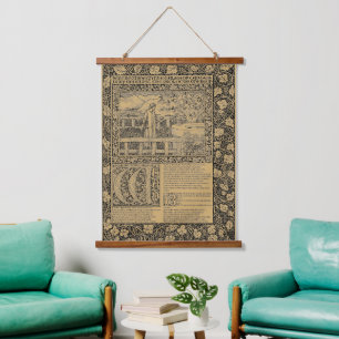 Vintage Chaucer Leaf by Kelmscott Press Hanging Tapestry