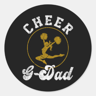 Vintage Cheer G Dad Cheerleading Lover Fathers Day Classic Round Sticker