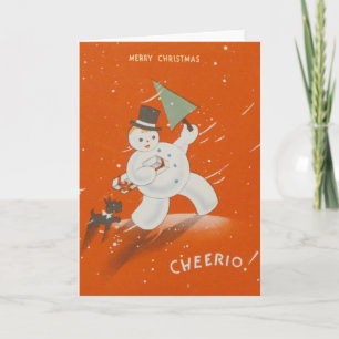 Vintage Cheerio Merry Christmas Greeting Card