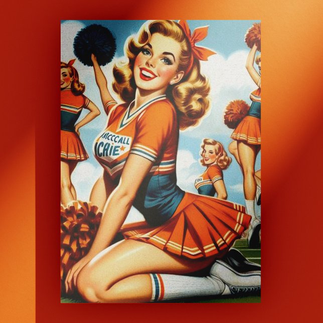 Vintage Cheerleaders Illustration Postcard (Creator Uploaded)