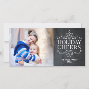 Vintage Cheers 1 Photo Holiday Photo Card