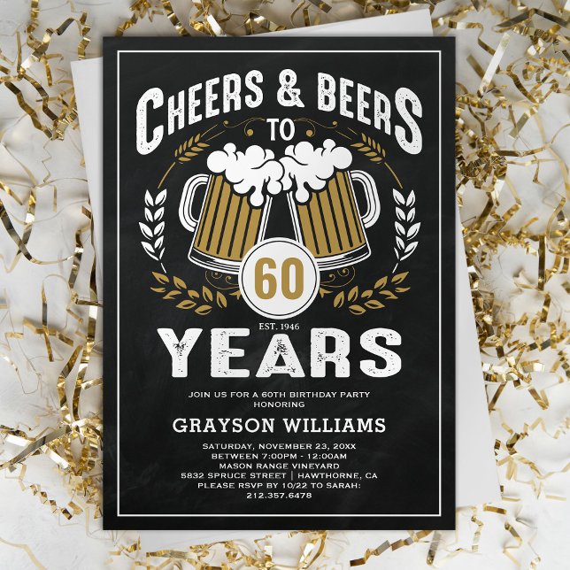 Vintage Cheers & Beers Birthday Invitation (Creator Uploaded)