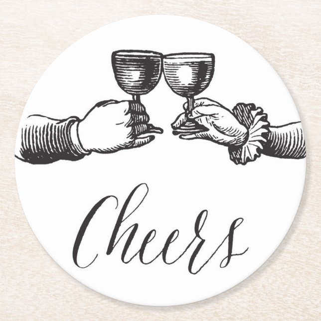 Vintage Cheers Round Paper Coaster (Front)