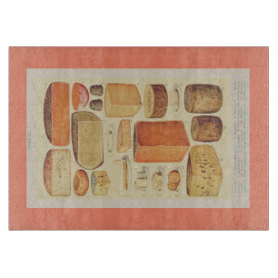 Vintage cheese chart illustration cheese menu cutting board
