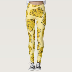 Vintage Cheese Yellow Background Seamless Leggings