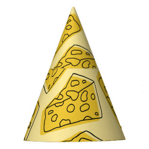 Vintage Cheese Yellow Background Seamless Party Hat