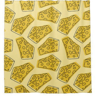 Vintage Cheese Yellow Background Seamless Shower Curtain