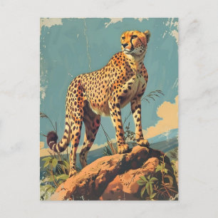Vintage Cheetah Postcard