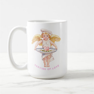 Vintage Chef Cherub Serving Up Love Chic Valentine Coffee Mug