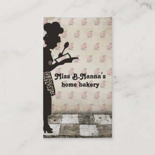 Vintage chef silhouette baking cooking biz cards