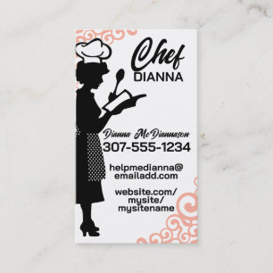 Vintage chef silhouette herbs cooking biz cards