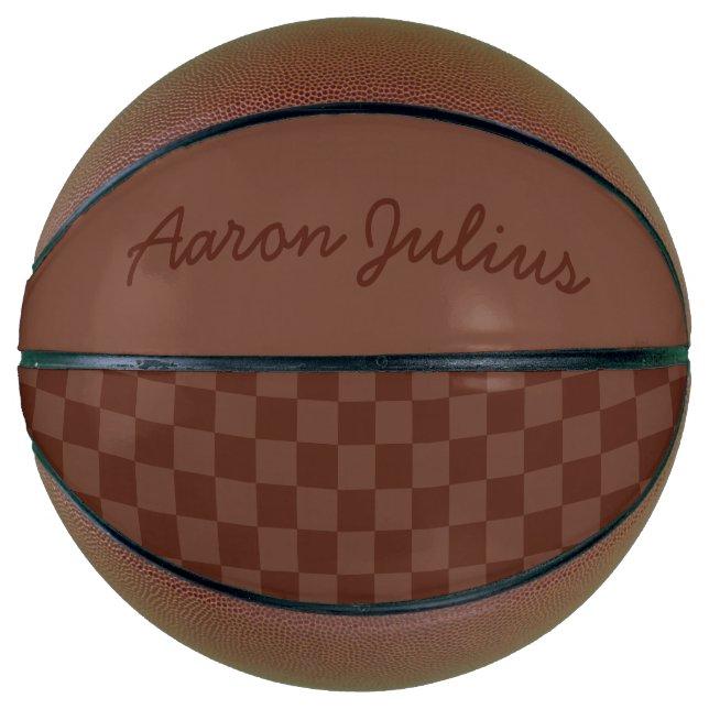 Vintage Chequerboard Personalised Basketball Gift (Front)
