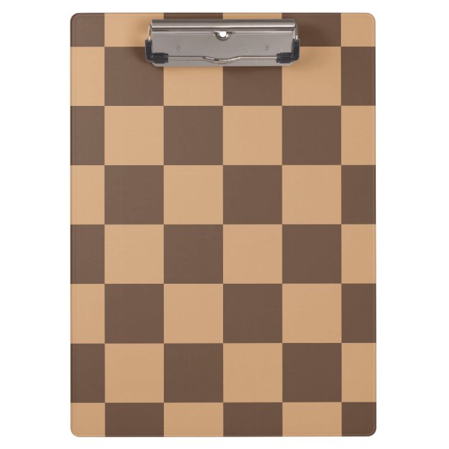 Vintage Chequered in Warm Browns Clipboard (Front)